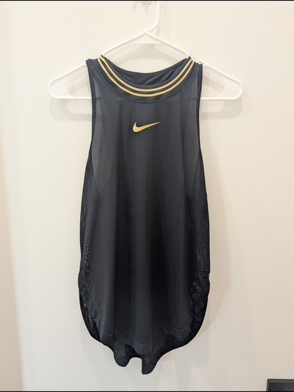 Nike Black Mesh Tank with Gold Accents
